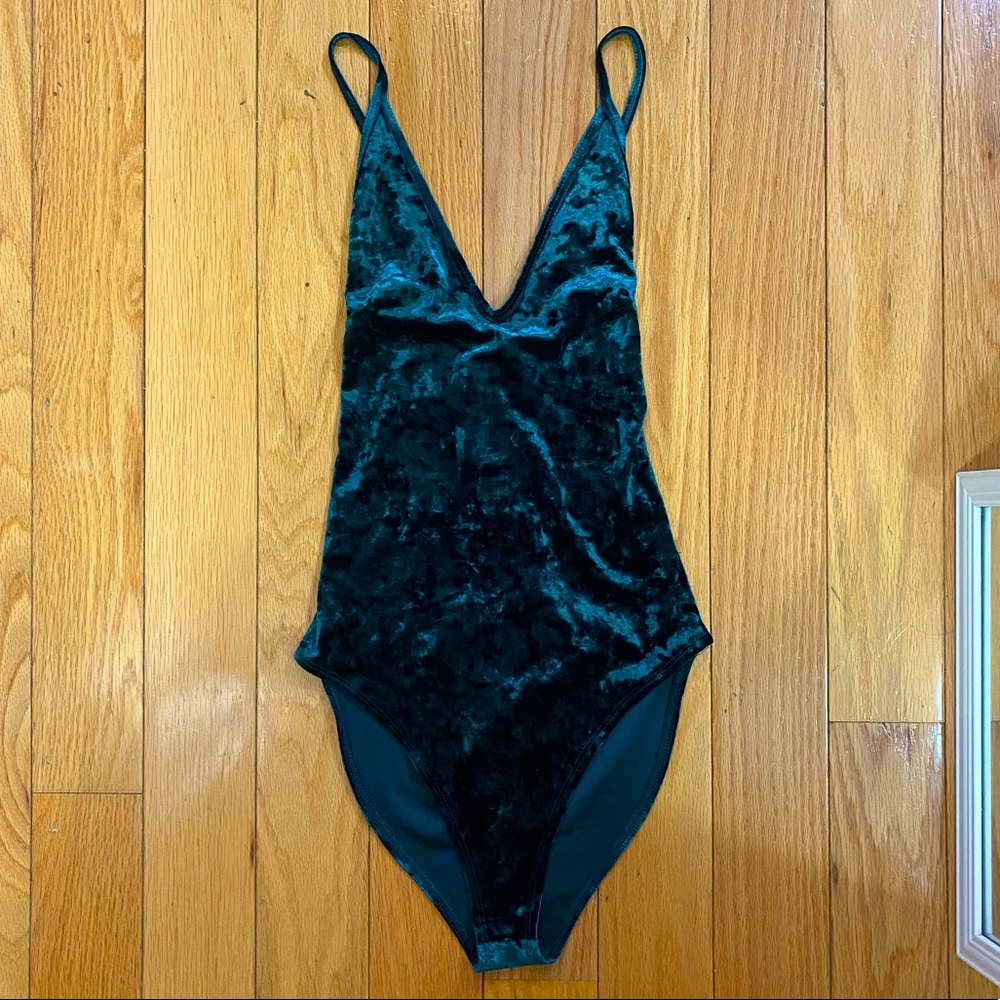 Green velvet bodysuit